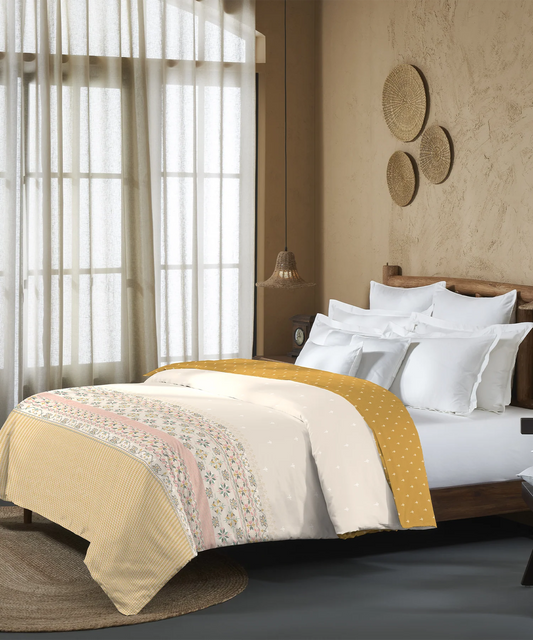 Sanskriti Double AC Blanket/Comforter, Kasuti Turmeric| 180 GSM Polyester