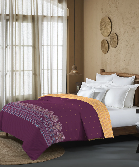 Sanskriti Double AC Blanket/Comforter, Rogan Art Plum| 180 GSM Polyester