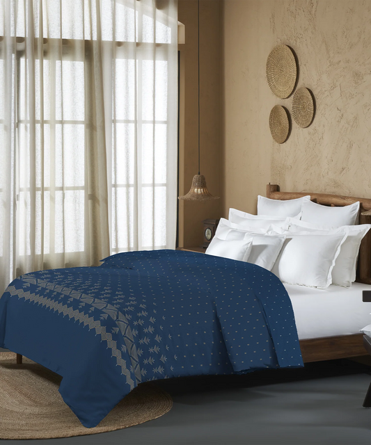 Sanskriti Double AC Blanket/Comforter, Phulkari Blue| 180 GSM Polyester