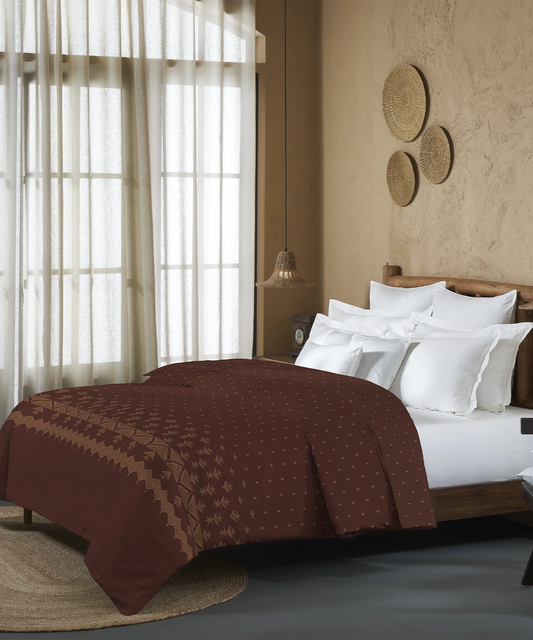 Sanskriti Double AC Blanket/Comforter, Phulkari Brown| 180 GSM Polyester
