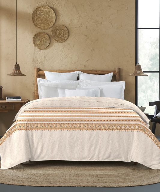 Sanskriti Double AC Blanket/Comforter, Kullu Shawl Beige| 180 GSM Polyester