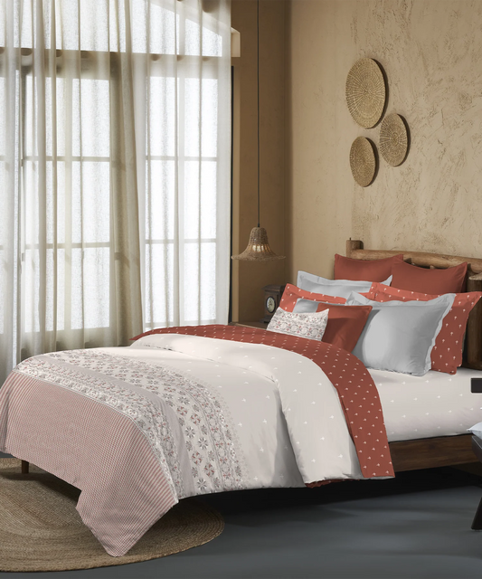 Sanskriti Bedding Set, Kasuti Grey| 180 TC, 180 GSM Cotton| 4 Pc Set