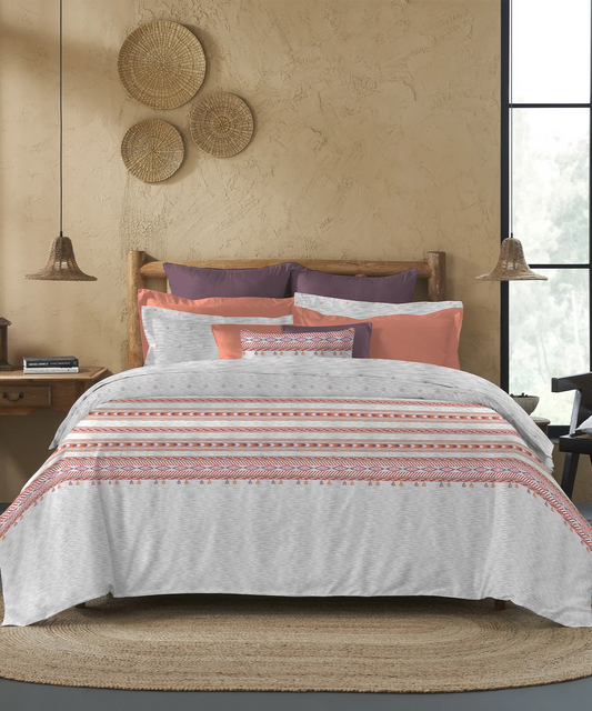 Sanskriti Bedding Set, Kullu Shawl Grey| 180 TC, 180 GSM Cotton| 4 Pc Set