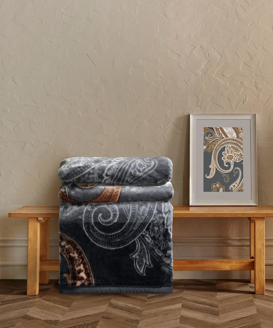 Sanskriti Double Mink Blanket, Kashida| 4.6 KG