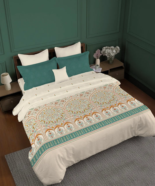 Gates Around The Goble King Bedsheet Set, Arqadia| 180 TC Cotton| 2 Pillow Covers