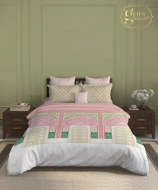 Gates Around The Goble King Bedsheet Set, Lirale| 180 TC Cotton| 2 Pillow Covers