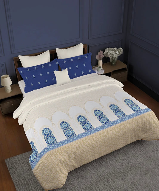 Gates Around The Goble King Bedsheet Set, Moorique| 180 TC Cotton| 2 Pillow Covers