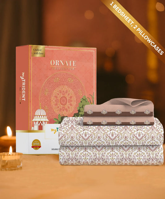 Carnival Ornate Queen Bedsheet, Manohari Cobalt Blue|144 TC Cotton| 2 Pillow Covers