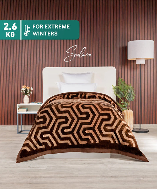 Classic Style Me Solid Single Blanket, Salmon| 2.6 KG